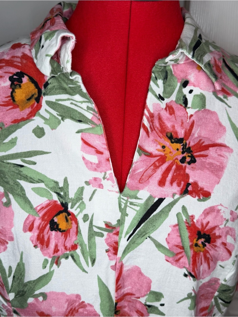 T Tahari Floral Sleeveless Linen Blend Dress Women size 14 - Picture 2 of 7